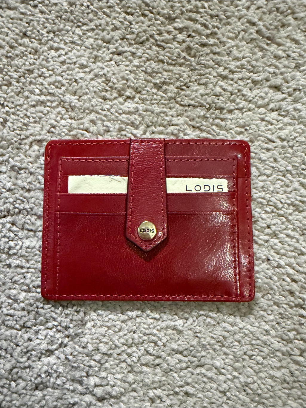 Lodis Red Leather Card Holder Nwt